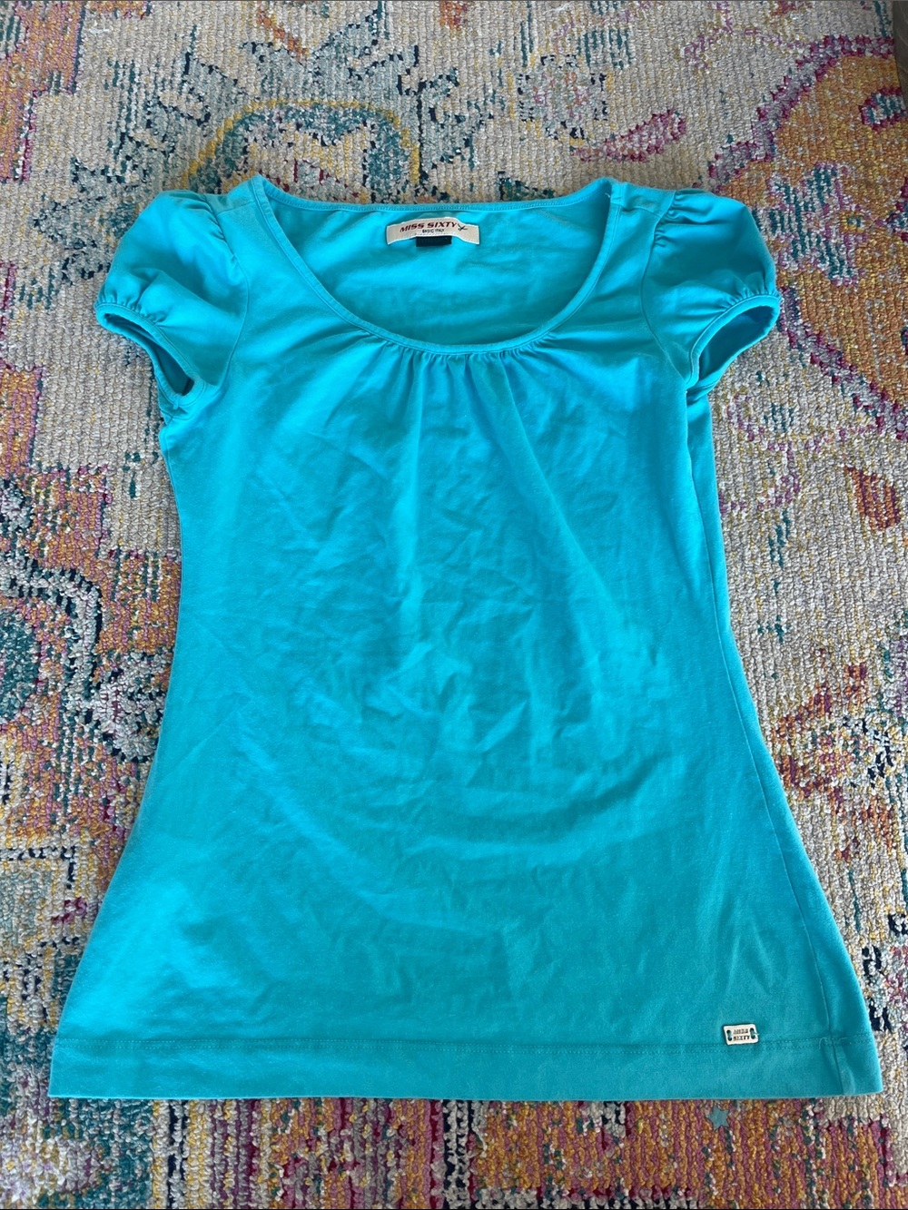 Miss Sixty teal babydoll top size XS